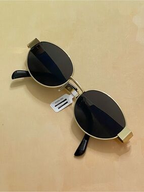 Free People Boho Chic Gold Frame Black Lens Round Sunglasses